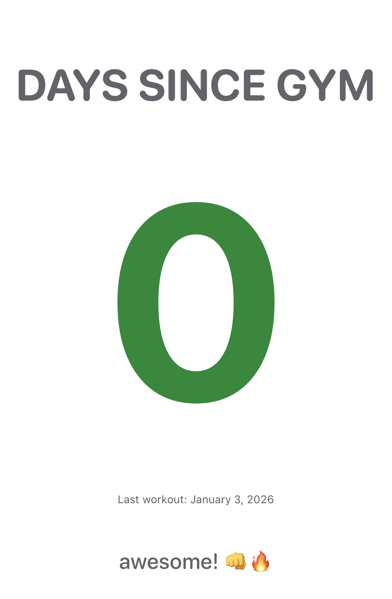 0 days - workout complete